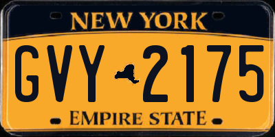 NY license plate GVY2175