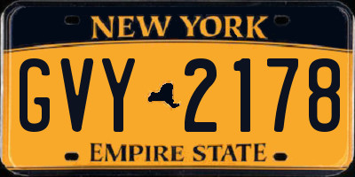 NY license plate GVY2178