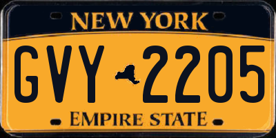 NY license plate GVY2205