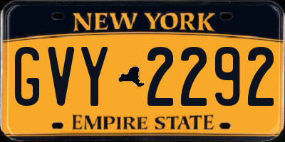 NY license plate GVY2292