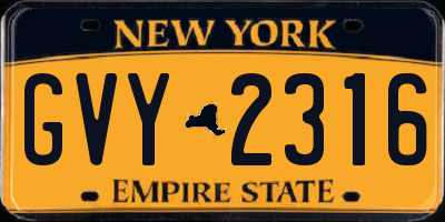 NY license plate GVY2316