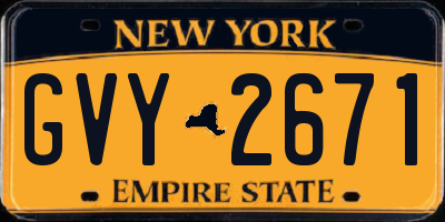 NY license plate GVY2671
