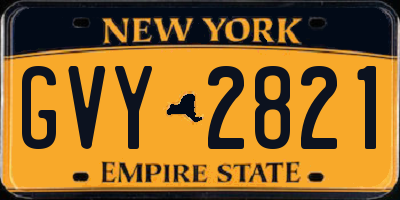 NY license plate GVY2821