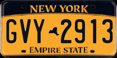 NY license plate GVY2913