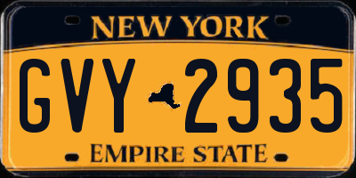 NY license plate GVY2935