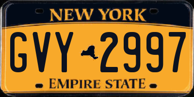 NY license plate GVY2997