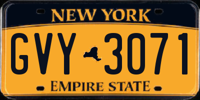 NY license plate GVY3071