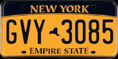 NY license plate GVY3085