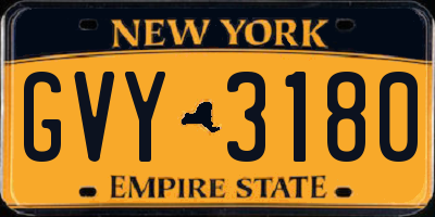 NY license plate GVY3180