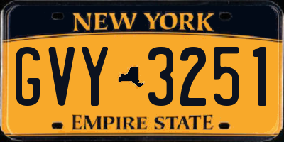 NY license plate GVY3251