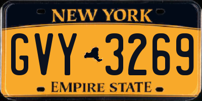 NY license plate GVY3269
