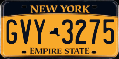 NY license plate GVY3275