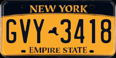 NY license plate GVY3418