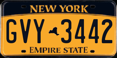 NY license plate GVY3442