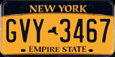 NY license plate GVY3467
