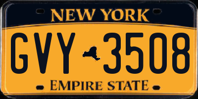 NY license plate GVY3508