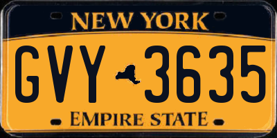 NY license plate GVY3635