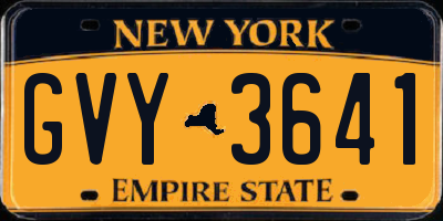 NY license plate GVY3641