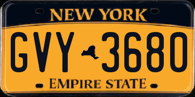 NY license plate GVY3680