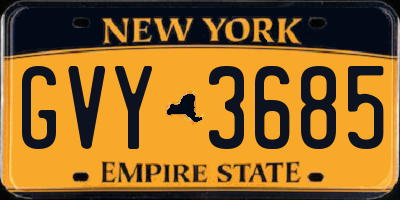 NY license plate GVY3685