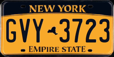 NY license plate GVY3723