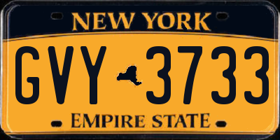 NY license plate GVY3733