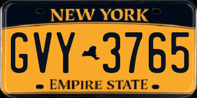 NY license plate GVY3765