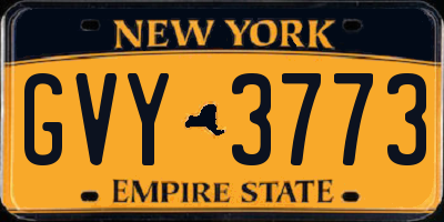 NY license plate GVY3773