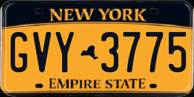 NY license plate GVY3775