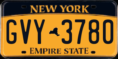 NY license plate GVY3780