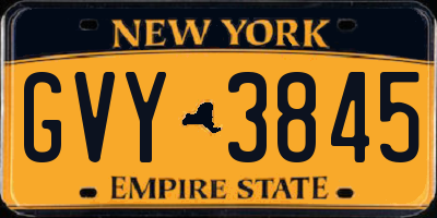 NY license plate GVY3845