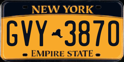 NY license plate GVY3870