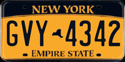NY license plate GVY4342