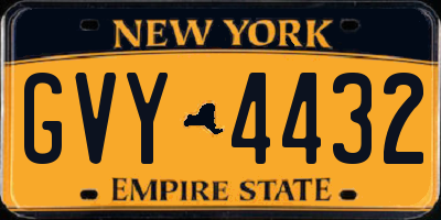 NY license plate GVY4432