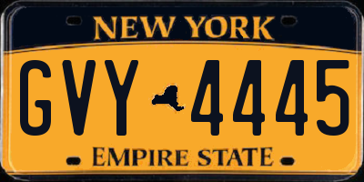 NY license plate GVY4445