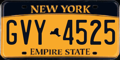NY license plate GVY4525