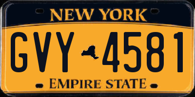NY license plate GVY4581