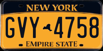 NY license plate GVY4758