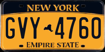 NY license plate GVY4760