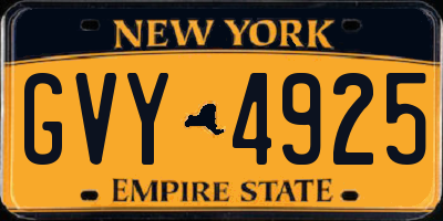 NY license plate GVY4925
