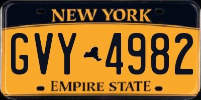 NY license plate GVY4982