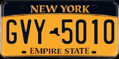 NY license plate GVY5010