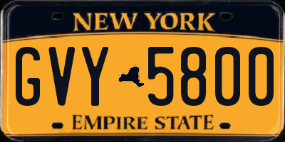 NY license plate GVY5800