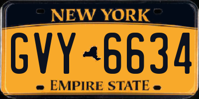 NY license plate GVY6634