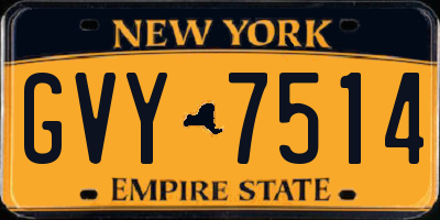 NY license plate GVY7514