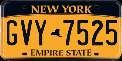 NY license plate GVY7525