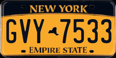 NY license plate GVY7533
