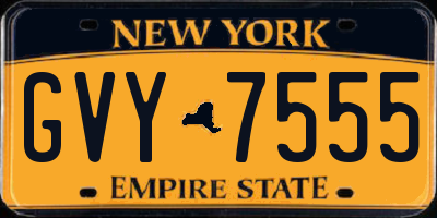 NY license plate GVY7555