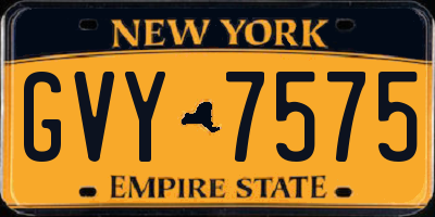 NY license plate GVY7575