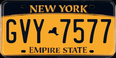 NY license plate GVY7577
